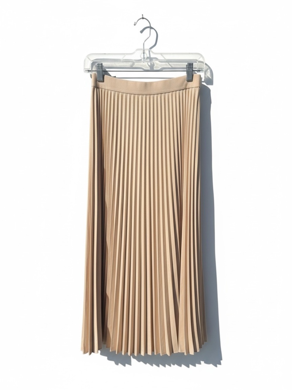 H&M Pleated Midi Skirt in Beige XL